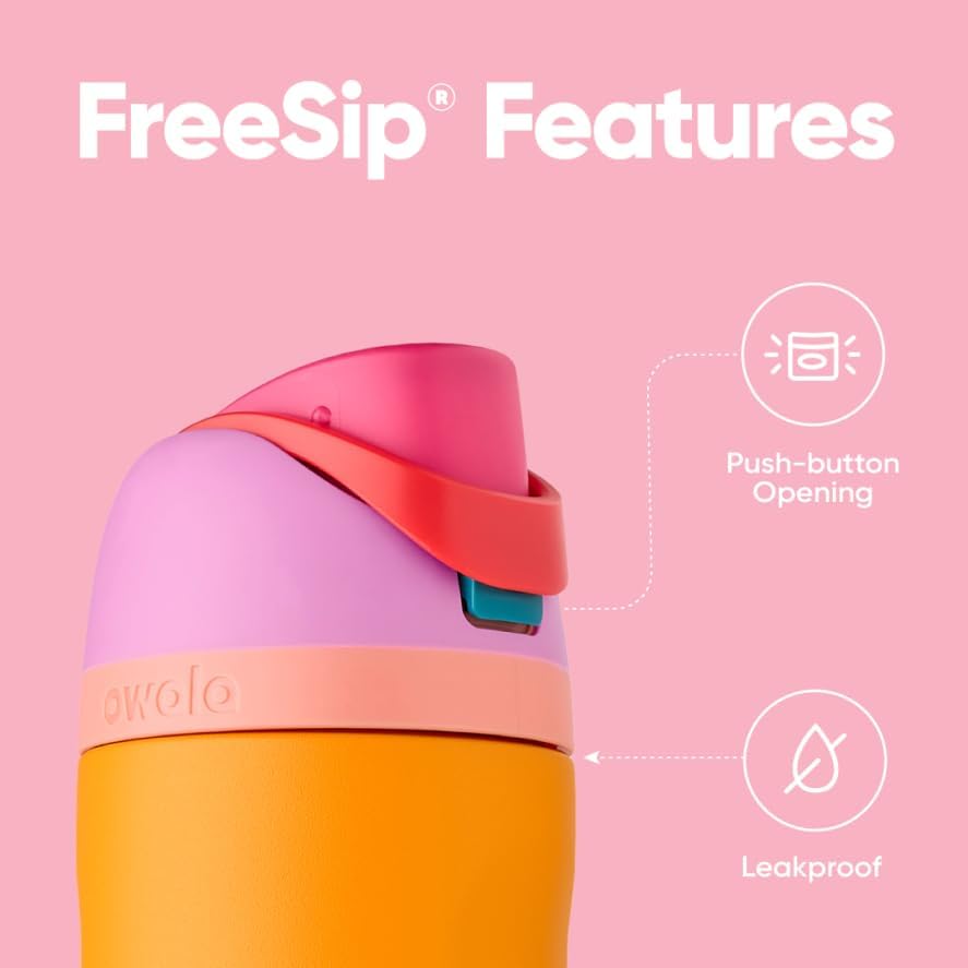 Insulated Stainless Steel Water Bottle - FreeSip Straw & Spout