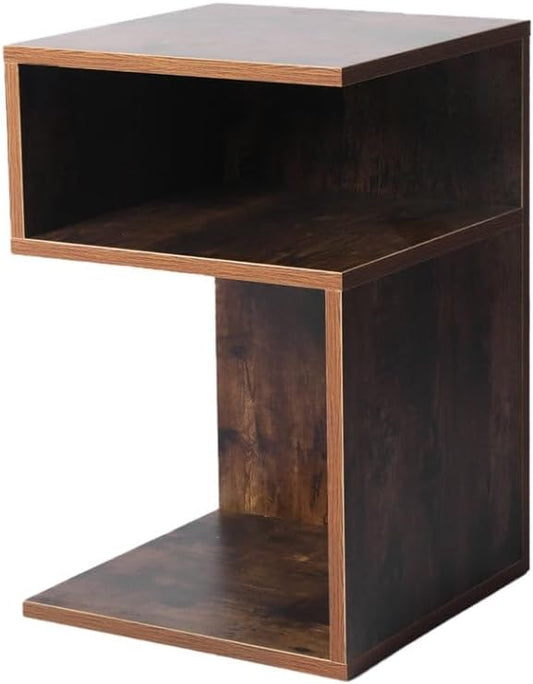 Levede Bedside Tables Drawers, Small Side Table S-Shaped Side Tables Wood Nightstand Storage Bedroom Cabinet, 33 cm Length x 33 cm Width x 50 cm Height