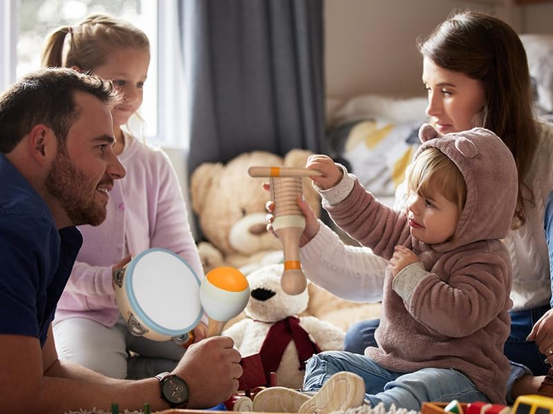Stoie's Wooden Musical Instruments for Toddlers 1-3, Montessori Music Toys for 1 Year Old, with Xylophone, Tambourine and Maracas, Educational Development and Creativity, Baby Musical Instruments