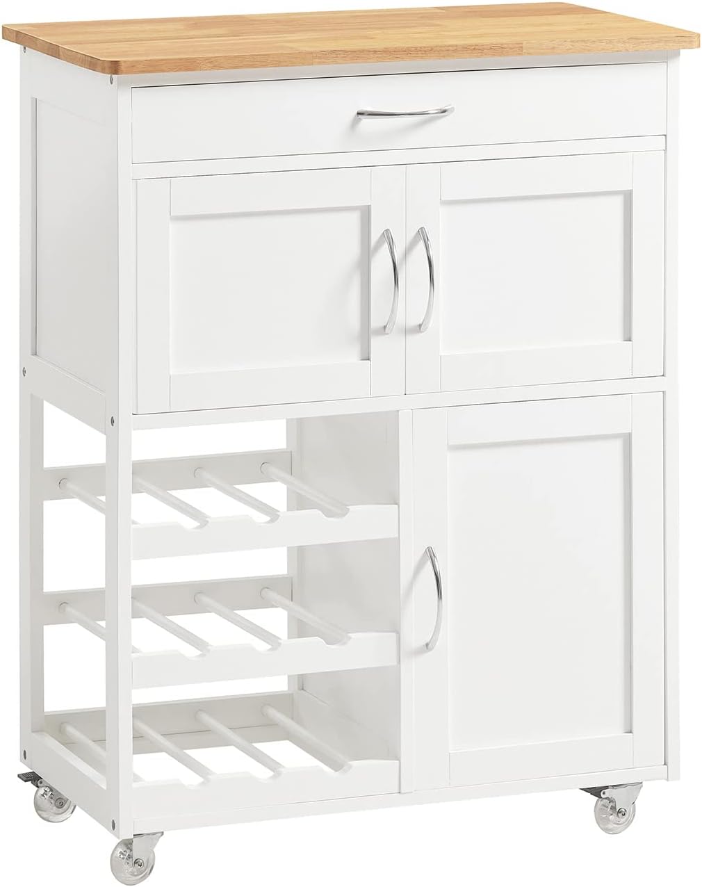 Kitchen Trolley with Wine Rack | Portable Kitchen Island Cart