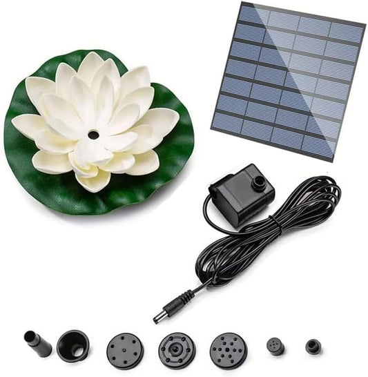Solar Fountain,Square Solar Water Fountain with 6 Nozzle,1.2W Bird Bath Solar Water Pump with Extended - Length,Submersible Pump for Pond, Pool, Garden, Fish Tank