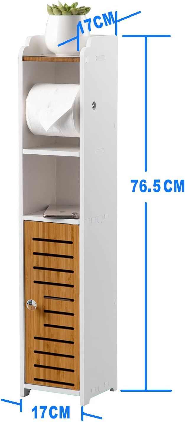 Freestanding Toilet Paper Storage with Phone Holder | Small Bathroom Organiser