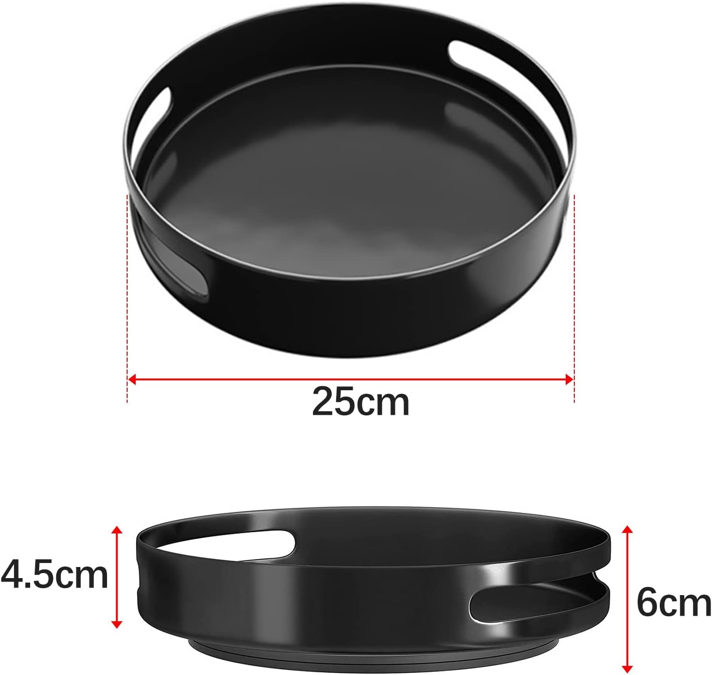 Lazy Susan 25cm Carbon Steel Lazy Susan Turntable Organizer for Cabinet, Black Lazy Susan for Table, Kitchen Corner Lazy Susan Cabinet Pantry Organizer