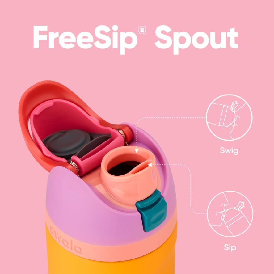 Insulated Stainless Steel Water Bottle - FreeSip Straw & Spout