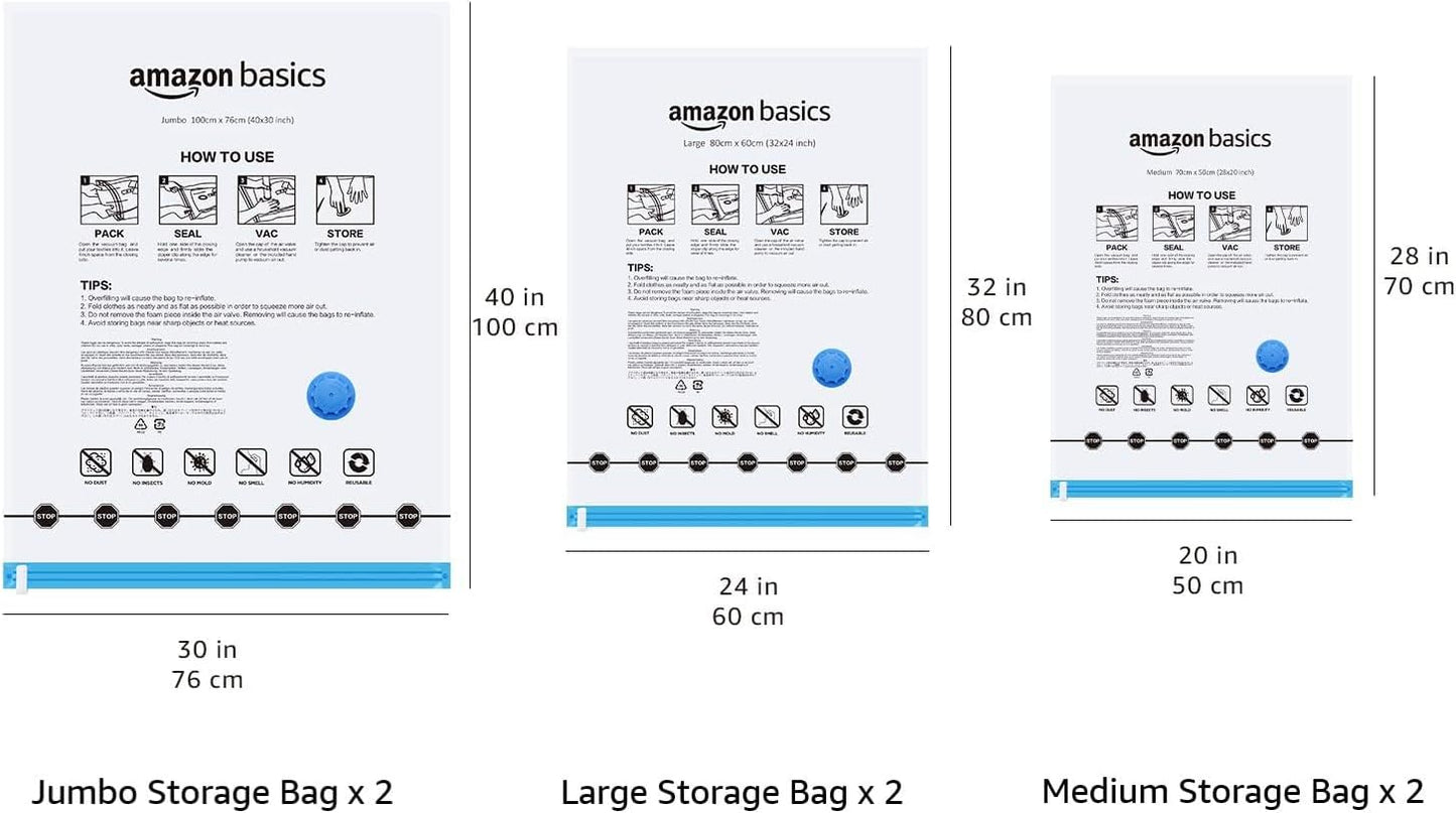 Vacuum Storage Bags 6-Pack | Space Saver Bags for Clothes & Linen | Australia