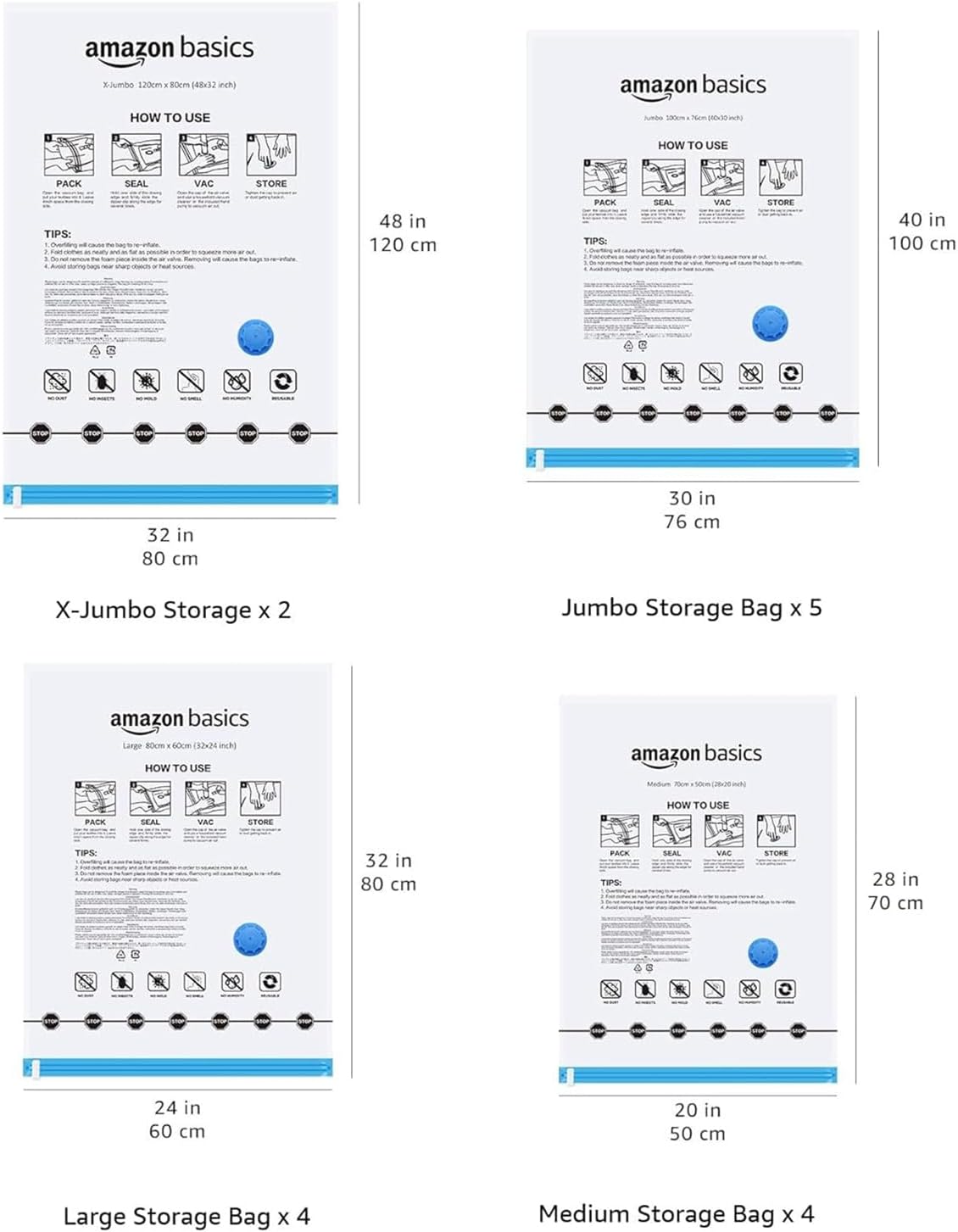 Vacuum Storage Bags 6-Pack | Space Saver Bags for Clothes & Linen | Australia