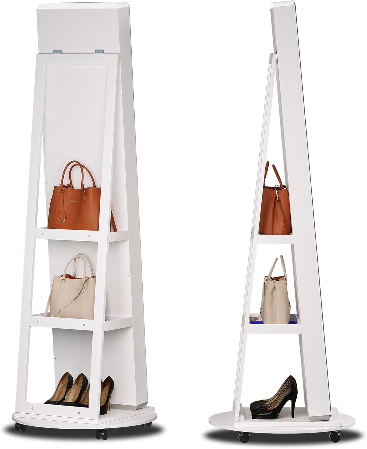 Freestanding Full-Length Mirror Jewelry Cabinet – 3-in-1 Organizer with LED Lights, Shelves & Lockable Design