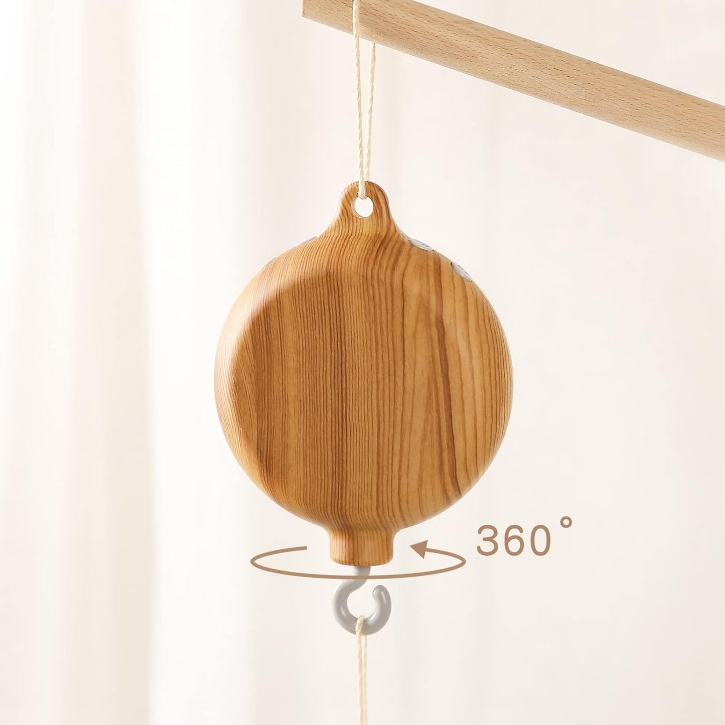 Beechwood Crib Mobile Holder - 360° Rotate, Adjustable Arm - Natural Wood, Minimalist - For Cribs No Side Rails - Baby Nursery Decor