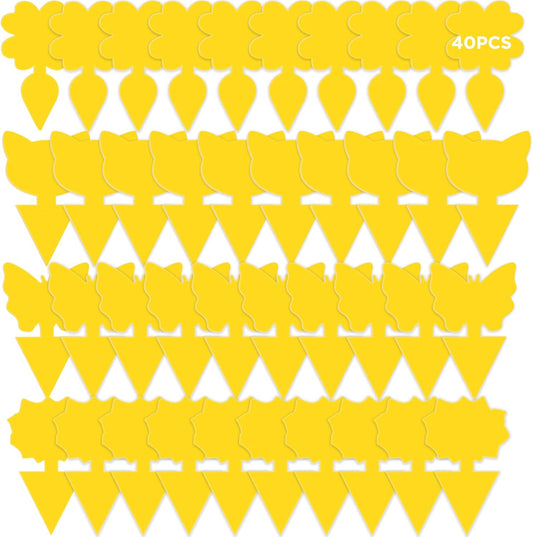 40 PCS Sticky Traps, GeeRic Sticky Fruit Fly and Plant Gnat Bug Traps for Indoor/Outdoor Use, Dual-Sided Black Sticky Traps Insect Catcher for White Flies, Mosquitos, Fungus Gnats, Flying Insects