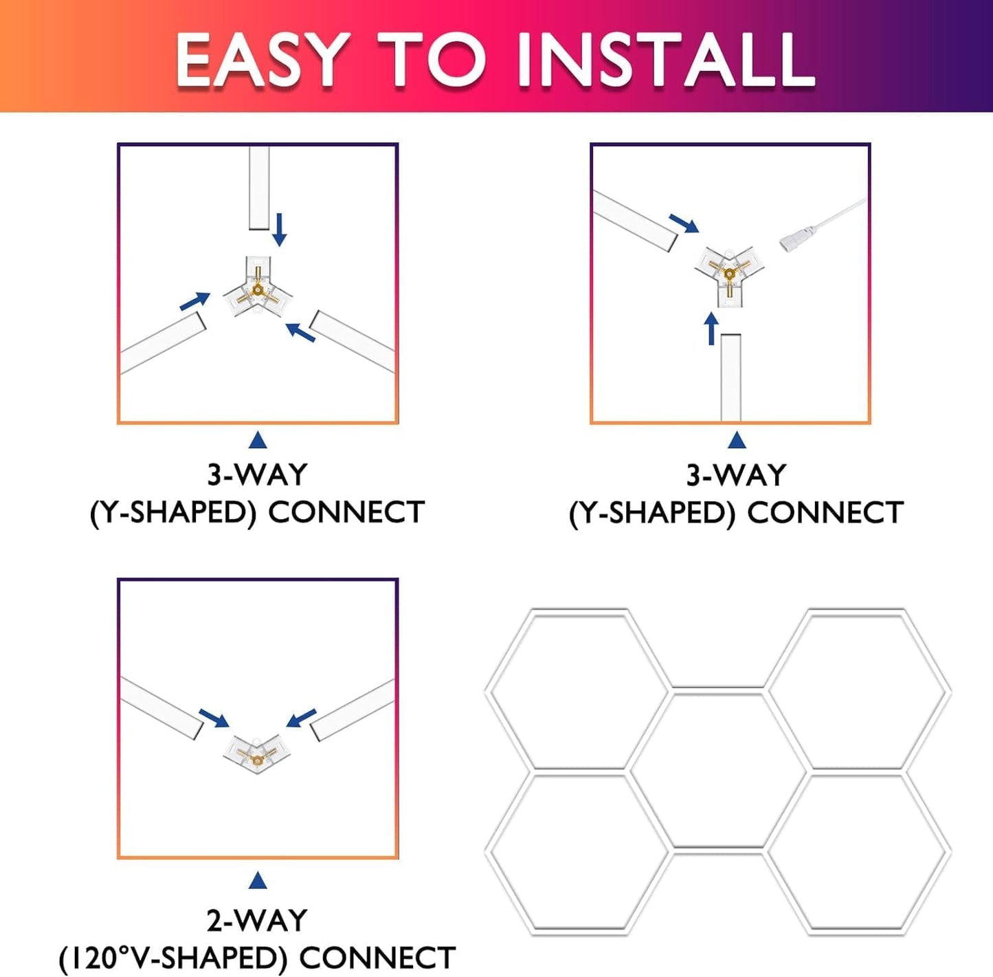TONGLIN Hexagon Garage Light, 14 Grids 680W 81600 Lumens Hexagon Led Garage Light with Rectangle Frame 6500K for Garage, Basement, Warehouse, Auto Beauty Shop, Car Detailing Shop