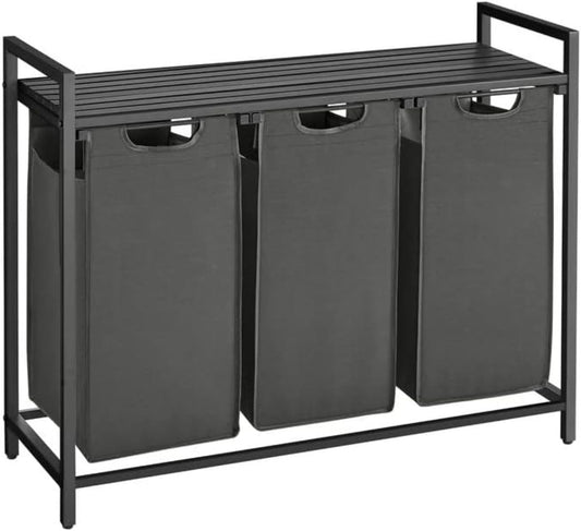Laundry Hamper with Shelf | 3-Section Laundry Sorter | Storage Unit