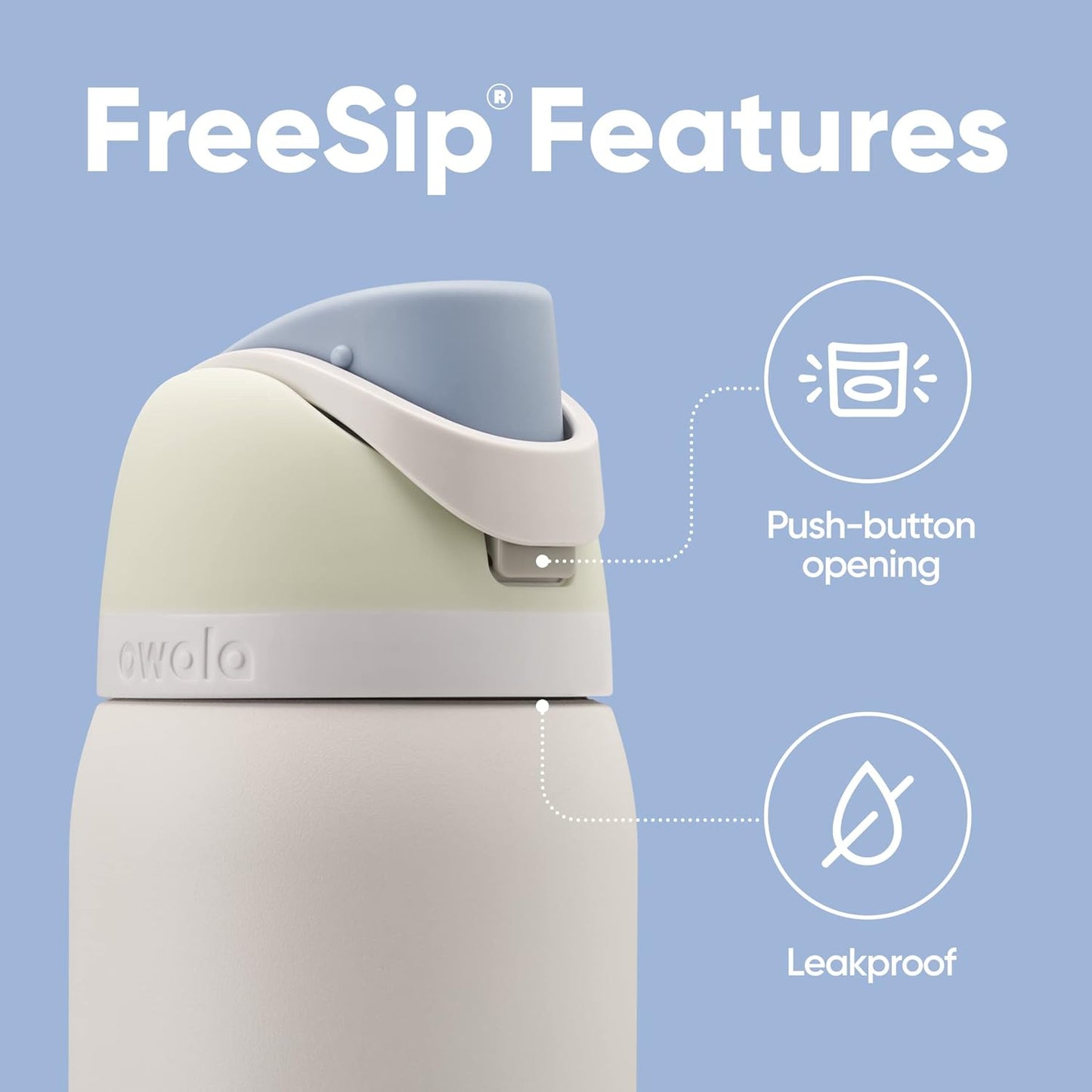 Insulated Stainless Steel Water Bottle - FreeSip Straw & Spout