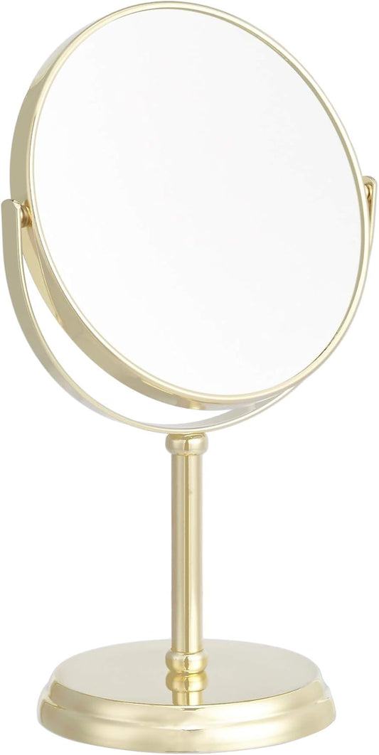 Double-Sided Magnifying Mirror for Makeup & Skincare - Gold Finish