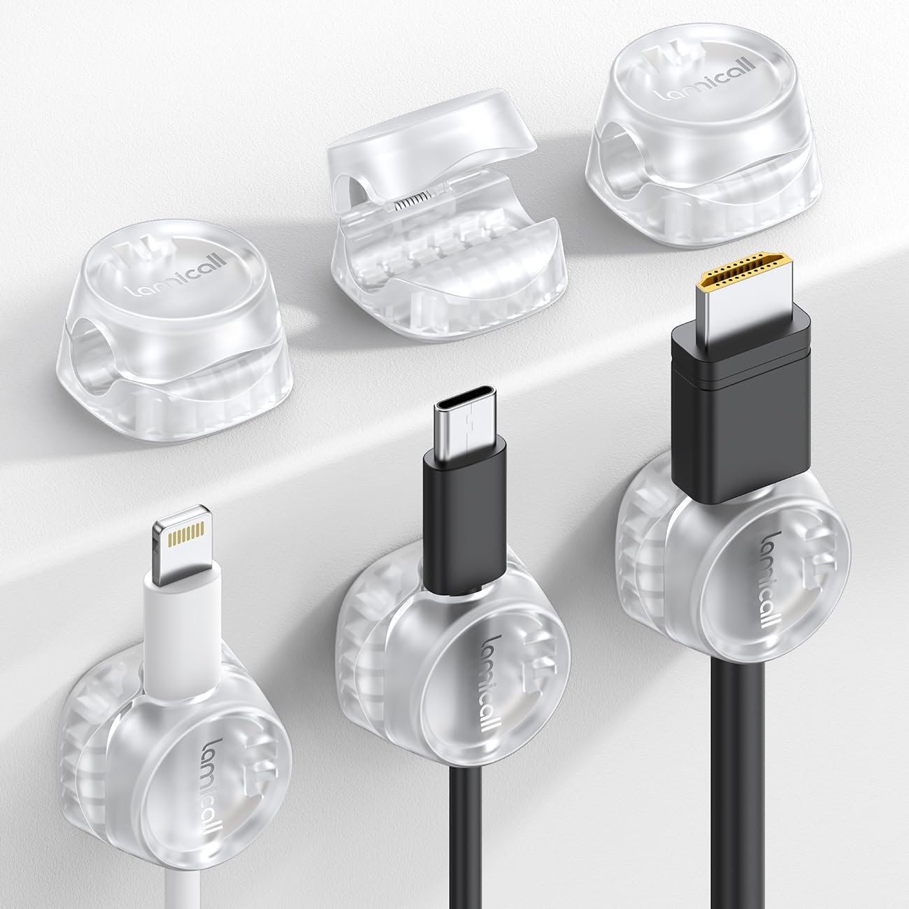 One-Hand Cable Clips | Desk Cord Organizer | Adhesive Cord Holders
