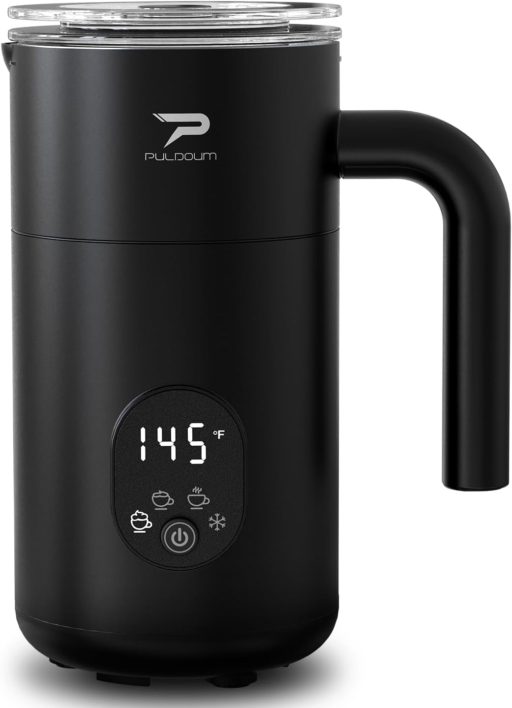 Milk Frother, Electric Milk Frother and Steamer 4 in 1 Automatic Coffee Steamer Frother, 11.8OZ / 350ML Warm and Cold Foam Frother for Coffee (Black)