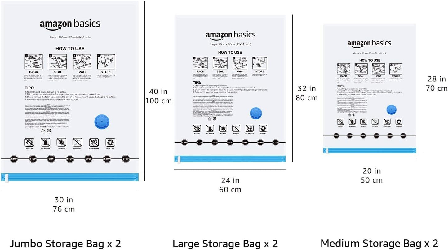 Vacuum Storage Bags 6-Pack | Space Saver Bags for Clothes & Linen | Australia