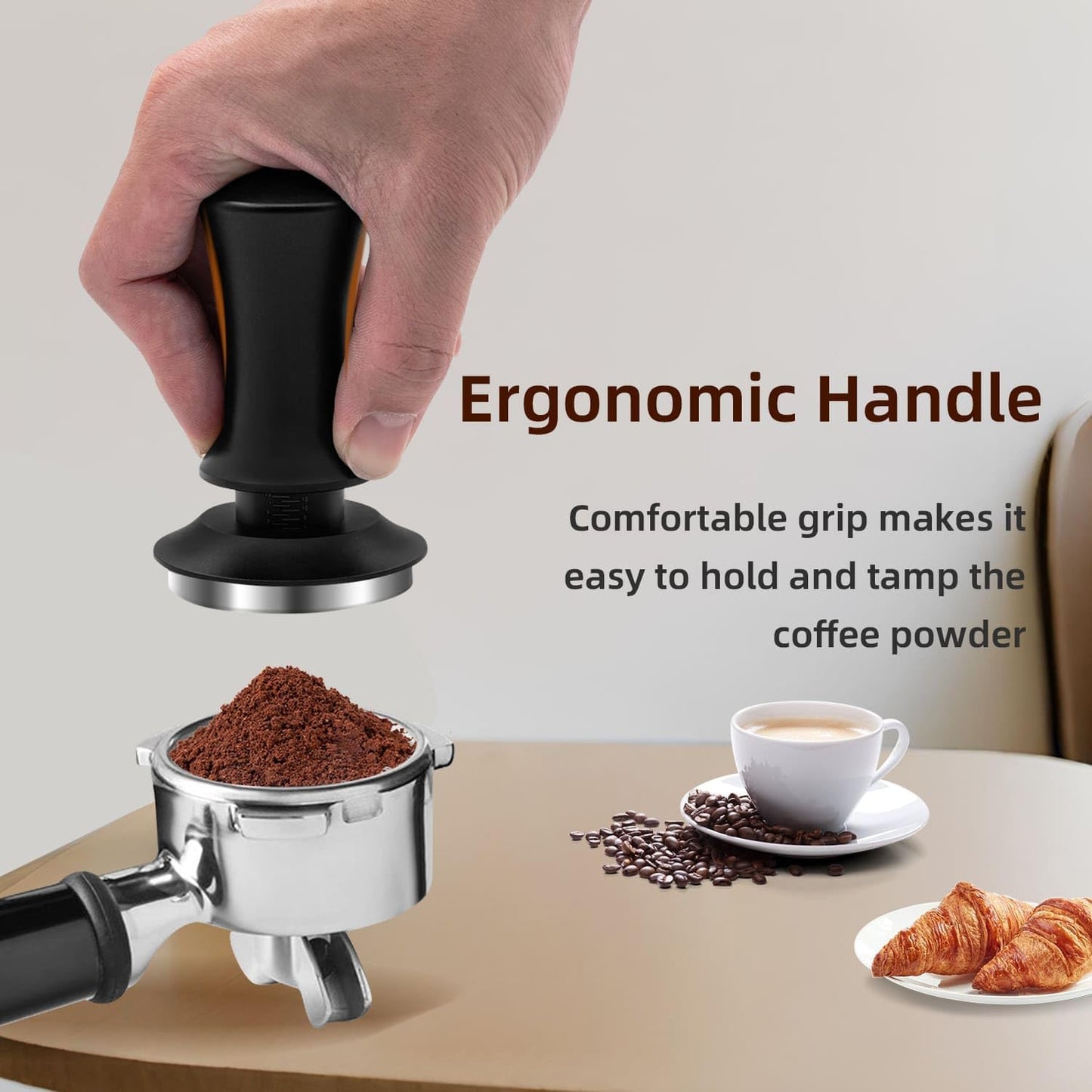 Mcbazel 53mm Espresso Tamper with 53.3-54mm portafilters,Including Popular Sage Models,53mm Adjustable Hand Coffee Tamper 304 Stainless Steel Ripple Base