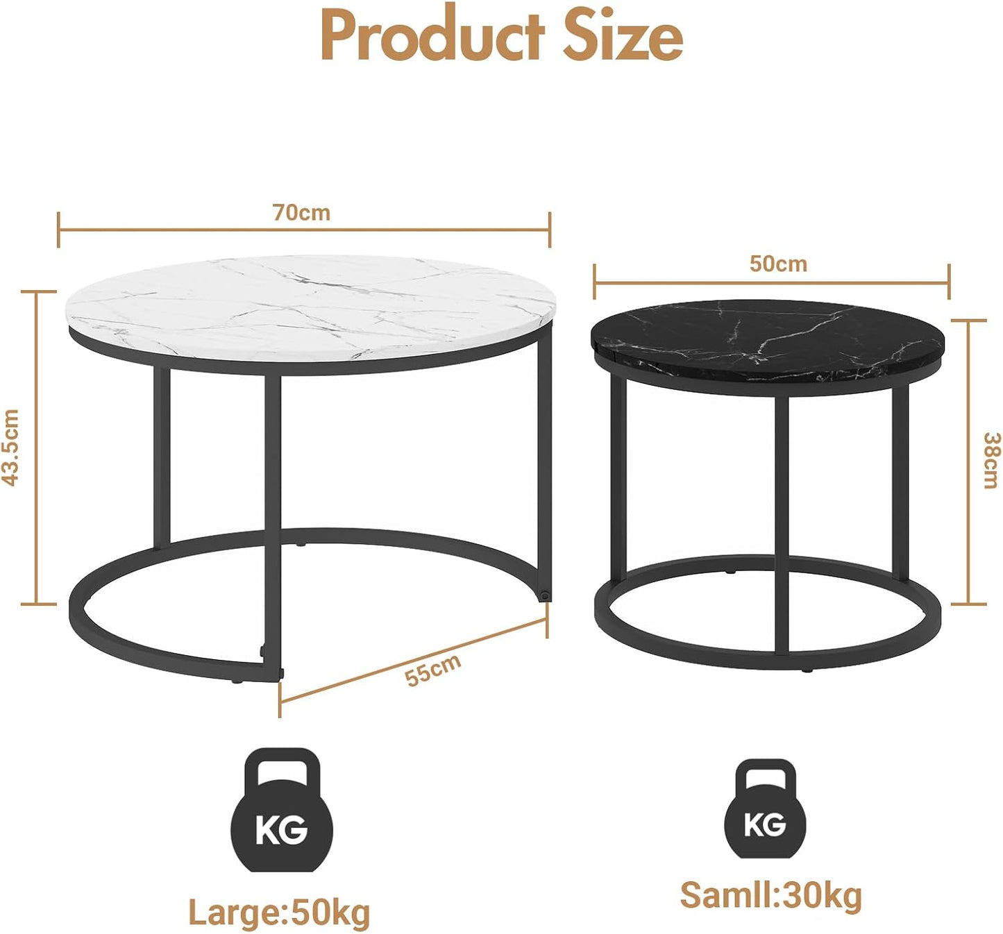 Nesting Coffee Tables Set of 2 | Space Saving Living Room Furniture