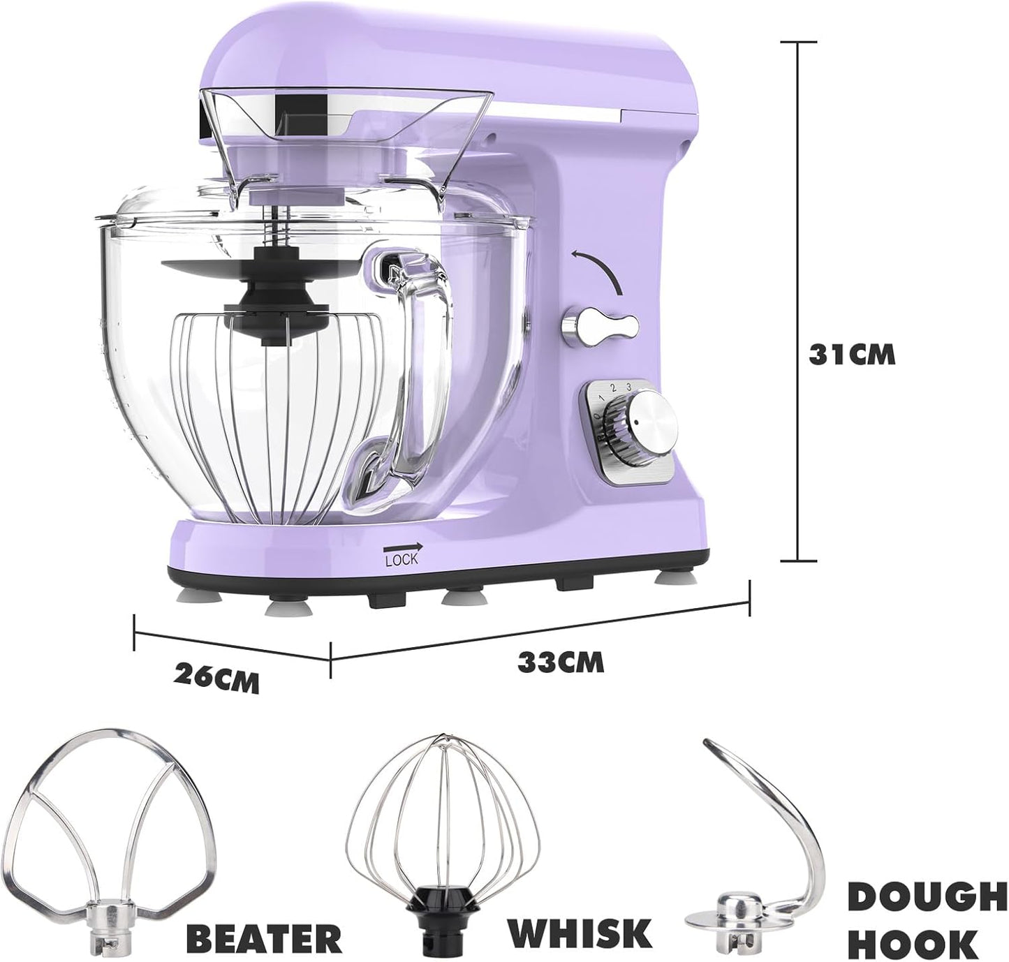 1400W Stand Mixer | 6.5L Electric Food Mixer for Baking