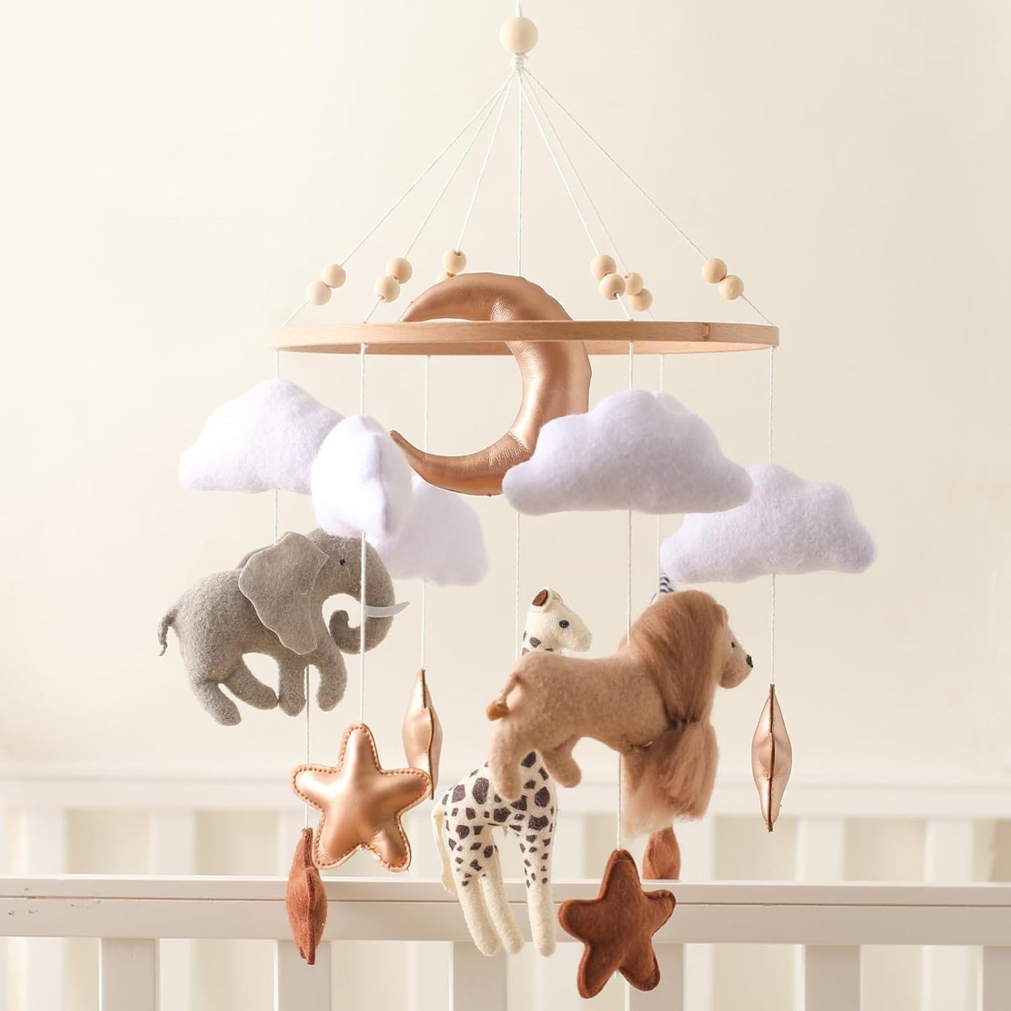 Beechwood Crib Mobile Holder - 360° Rotate, Adjustable Arm - Natural Wood, Minimalist - For Cribs No Side Rails - Baby Nursery Decor