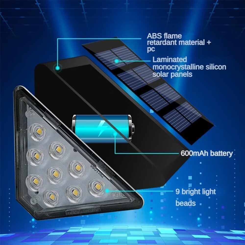 Solar Stair Lights, IP67 Waterproof Outdoor Solar Step Lights, 3000K Warm White Outdoor Solar Powered Step Lights, Dusk to Dawn Lighting Decor for Garden, Stair, Deck, Front Porch, Patio (6 Pack)