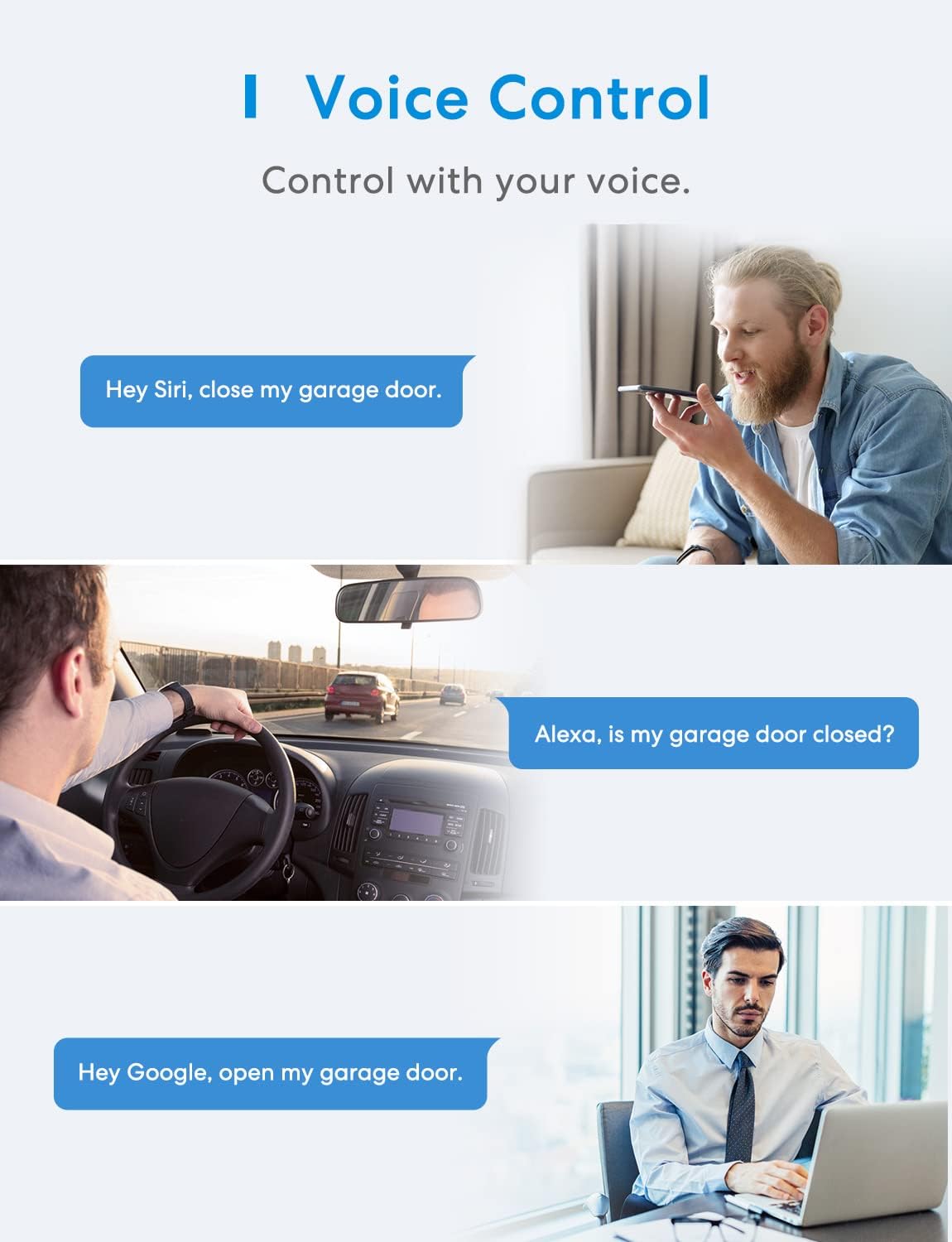 meross Smart Garage Door Opener Remote, Compatible with Apple HomeKit, Amazon Alexa, Google Assistant, SmartThings, Multiple Notification Modes, No Hub Needed
