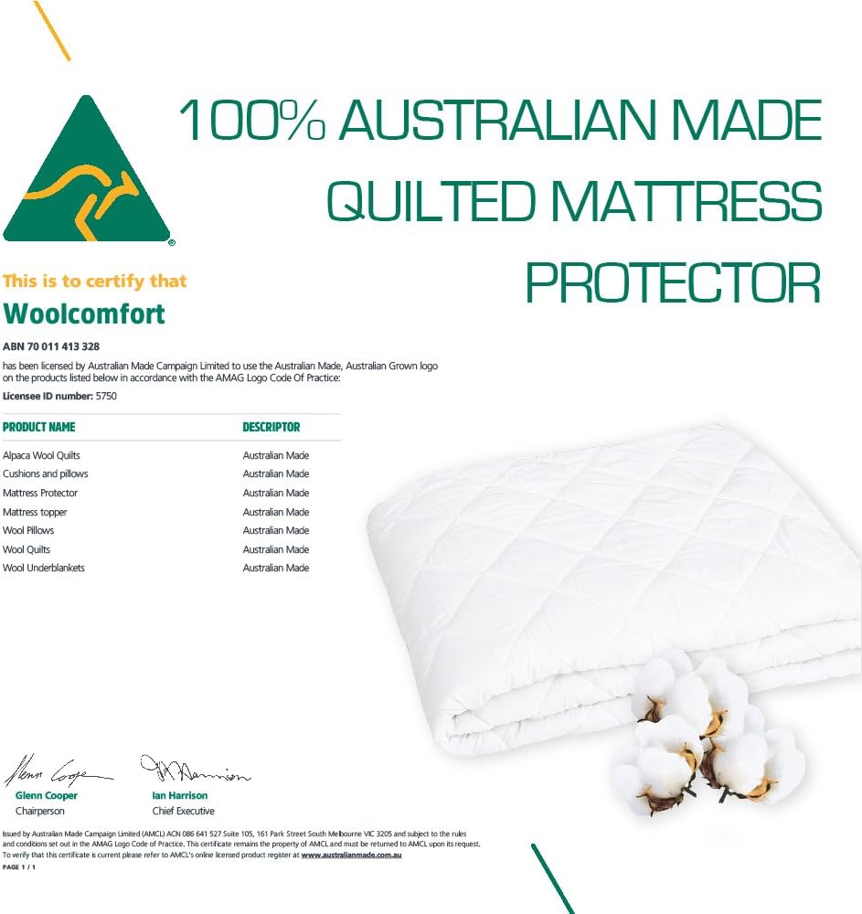 Australian Made Fully Fitted Cotton Quilted Mattress Protector - All Sizes