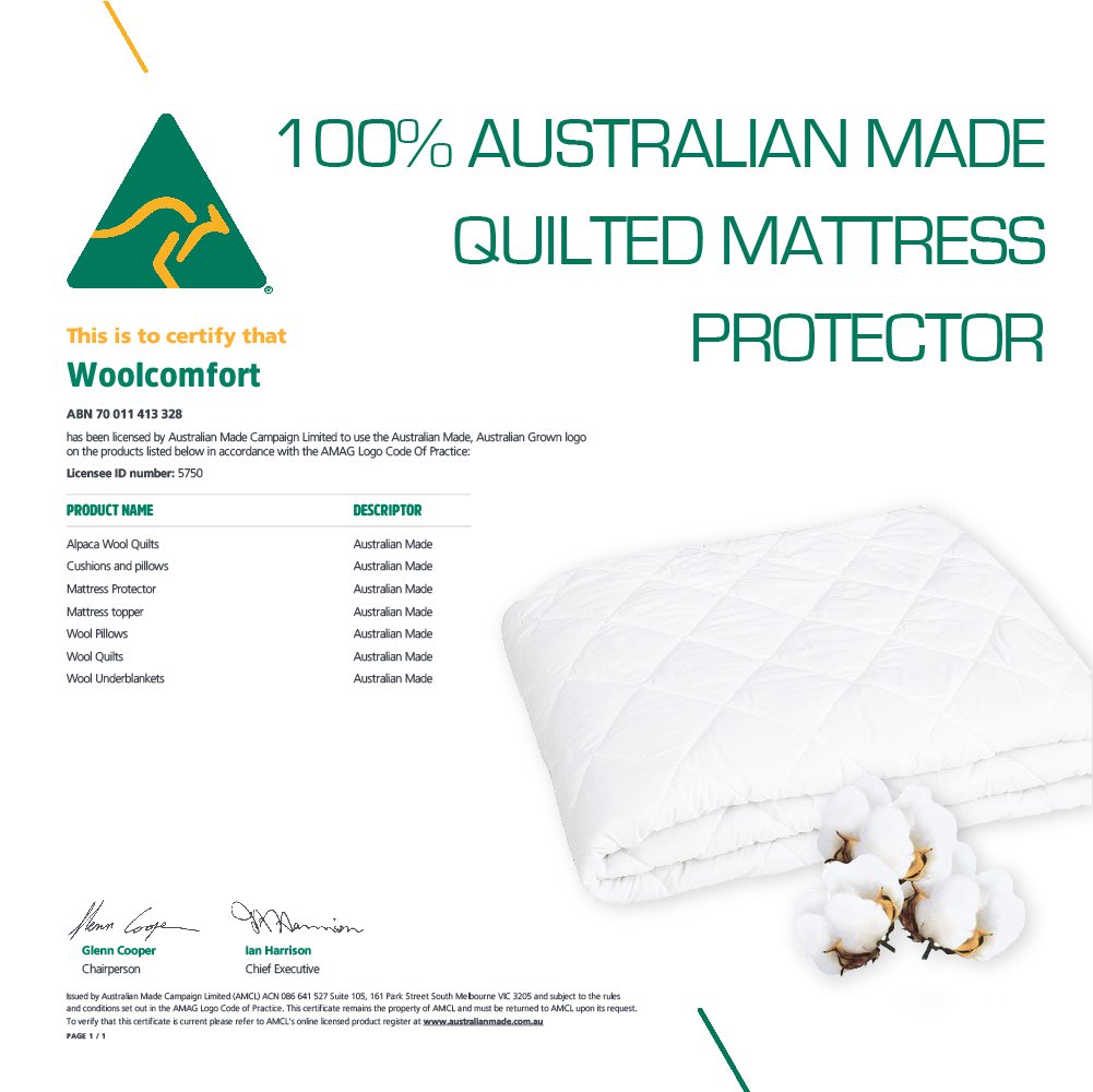 Australian Made Fully Fitted Cotton Quilted Mattress Protector - All Sizes