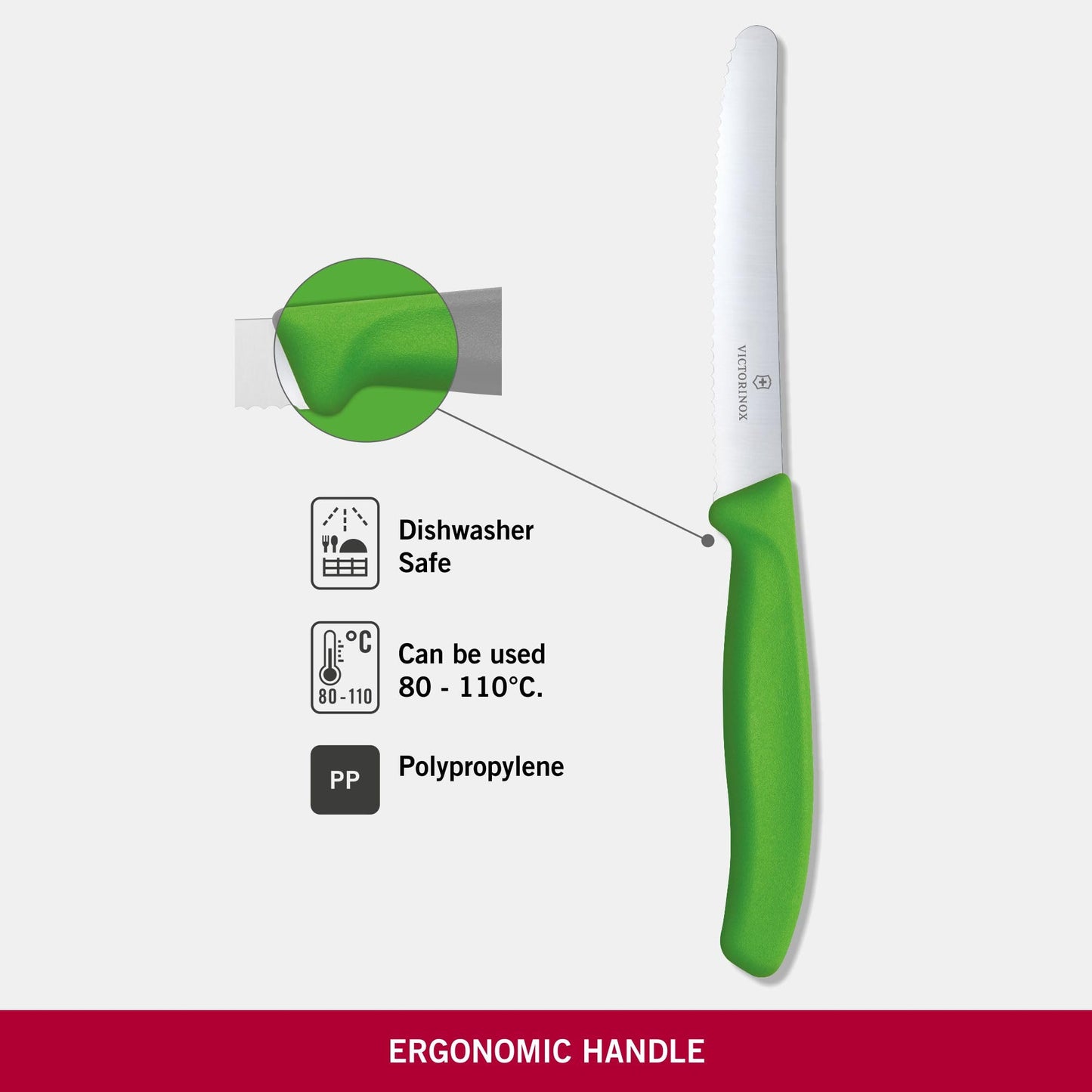 Victorinox Classic Wavy Edge Steak and Tomato Knife, Green