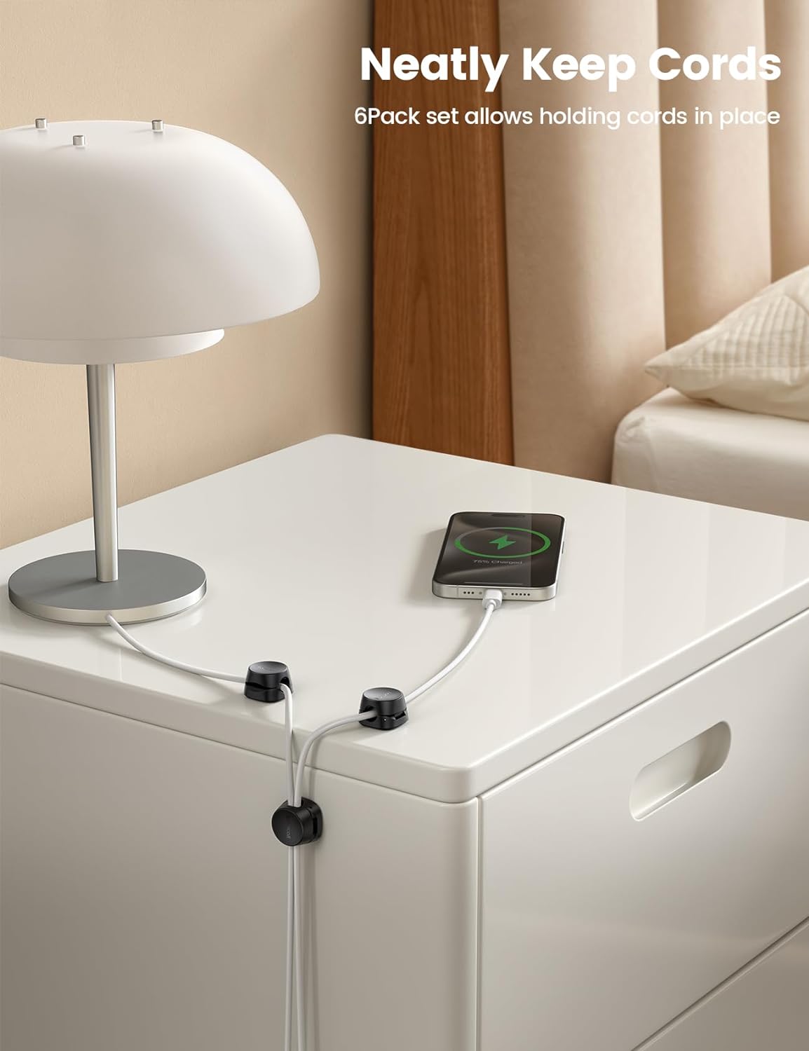 One-Hand Cable Clips | Desk Cord Organizer | Adhesive Cord Holders