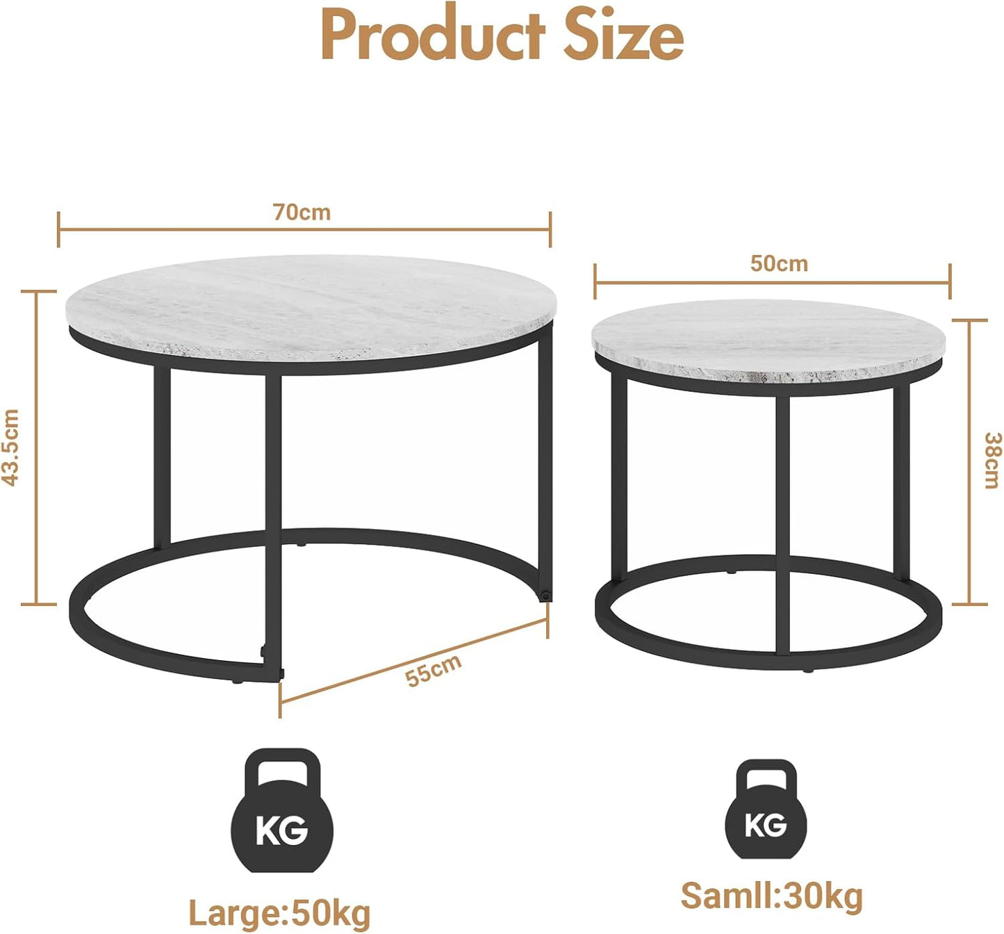 Nesting Coffee Tables Set of 2 | Space Saving Living Room Furniture