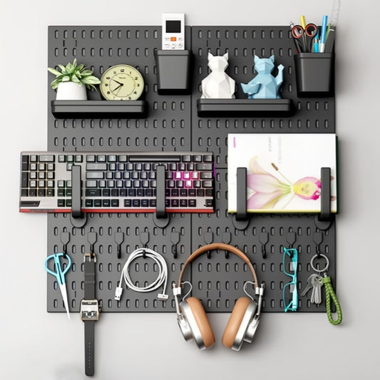 9SHOME Pegboard Combination Kit, 4Pcs Peg Boards with 18Pcs Accessories Modular Hanging for Wall Organiser, Wall Mounted Display Pegboard Panel Kits for Craft, Ornaments, Nursery, Office, Bedroom