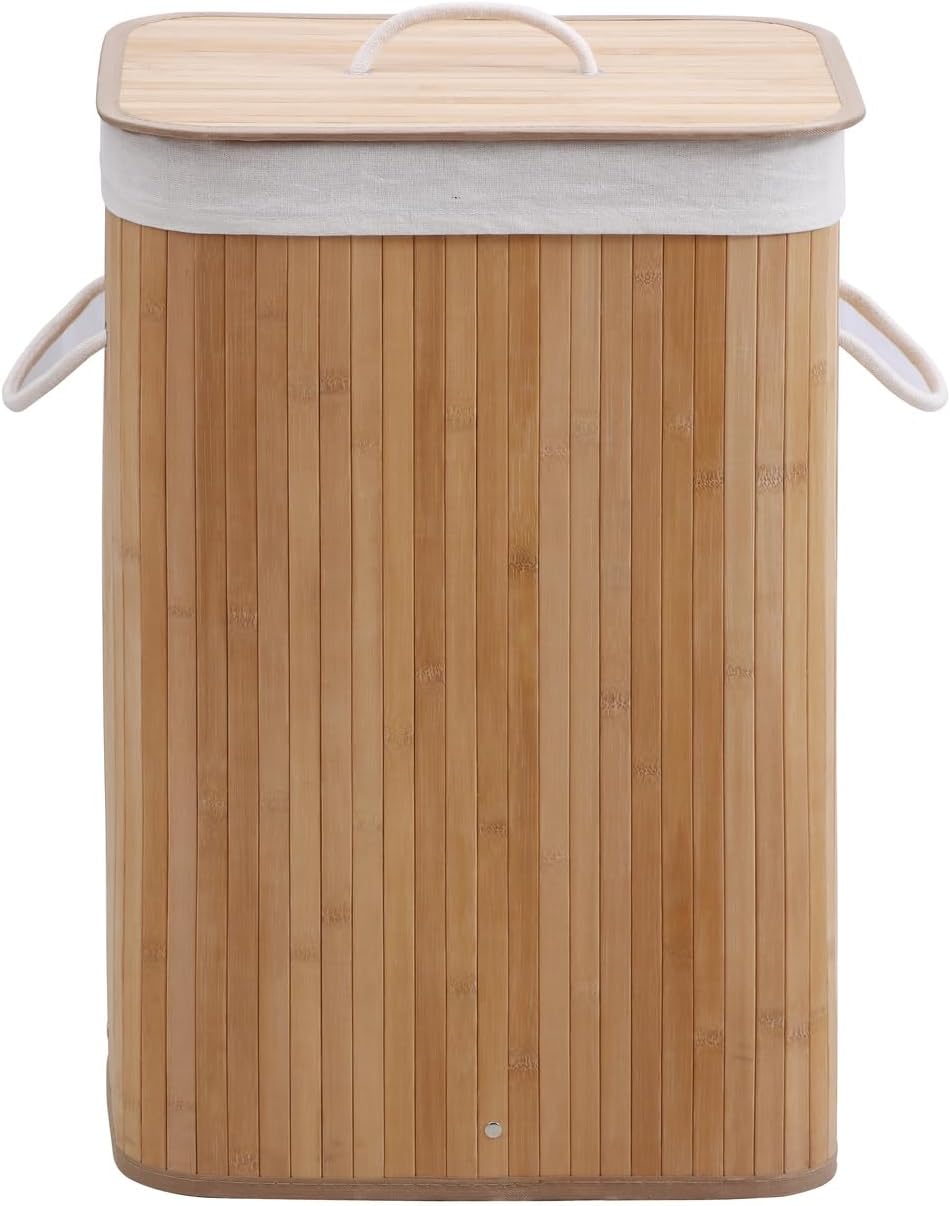 Bamboo Laundry Hamper | Rectangular Laundry Basket | Foldable Storage