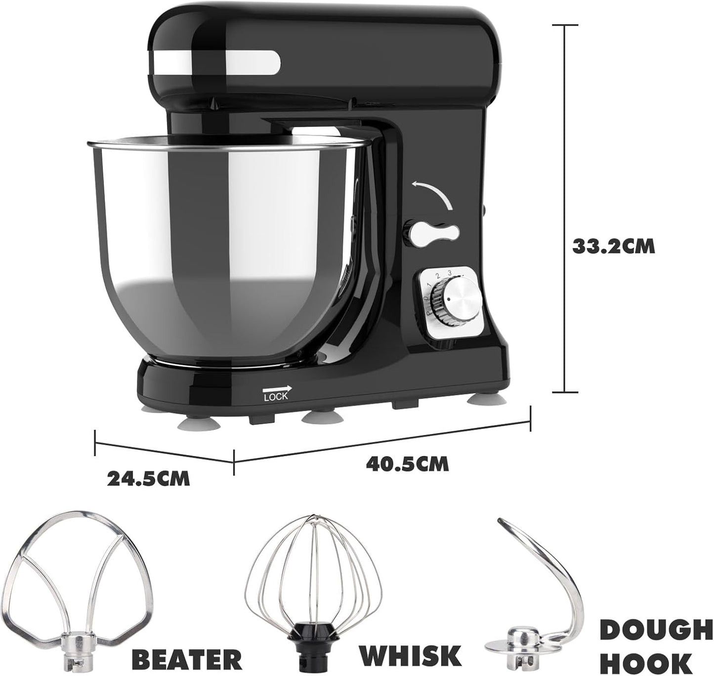 1400W Stand Mixer | 6.5L Electric Food Mixer for Baking
