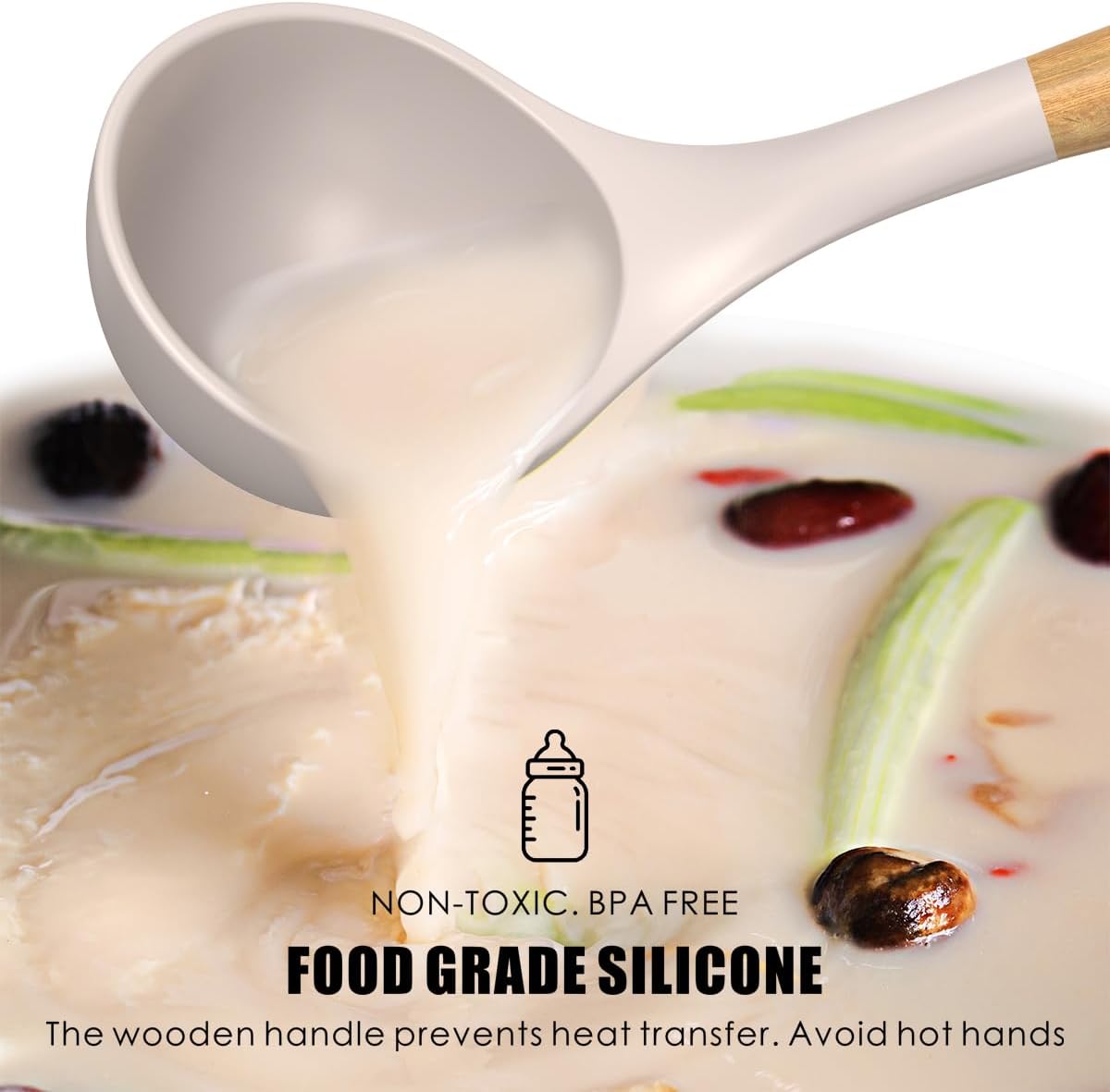 14-Piece Silicone Kitchen Utensil Set with Wooden Handles