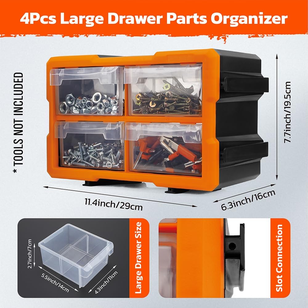 HORUSDY 39-Drawers Storage Cabinet Tool Box, Wall Mount Parts Storage Bin Chest Case Plastic Organiser Toolbox with Divider In Each Drawer