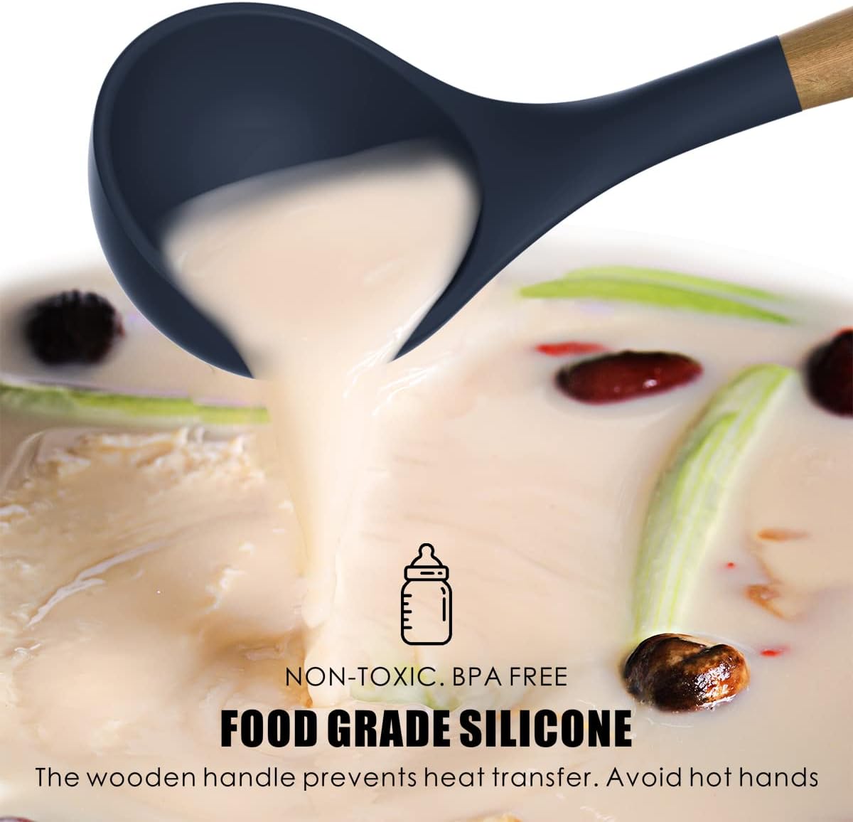14-Piece Silicone Kitchen Utensil Set with Wooden Handles