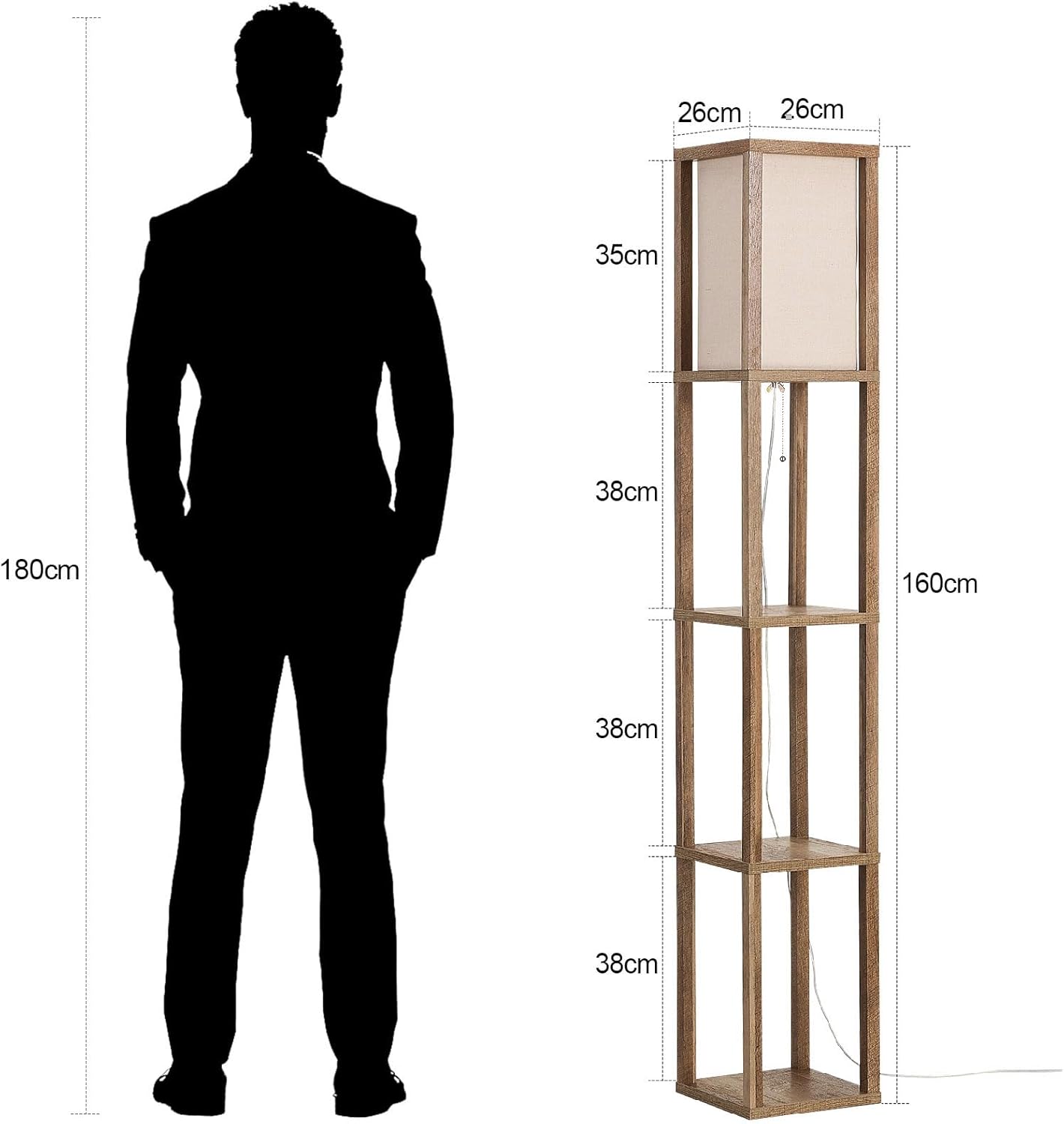 Retro Standing Lamp | Wood Finish & Linen Shade