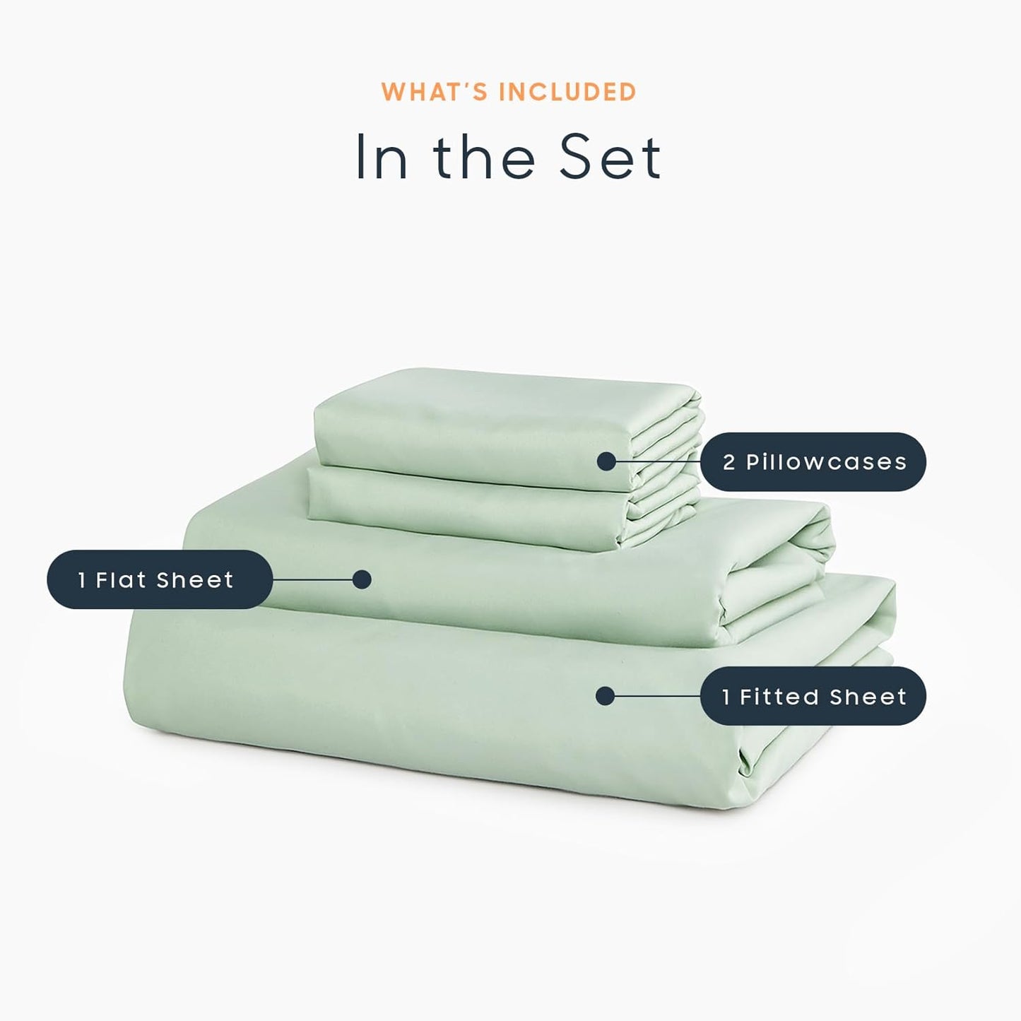 Wake In Cloud - White Sheet Set, 1000TC Ultra Soft Microfiber, Fitted Sheet & Flat Sheet & 2 Pillowcases (4 pcs, Queen Size)