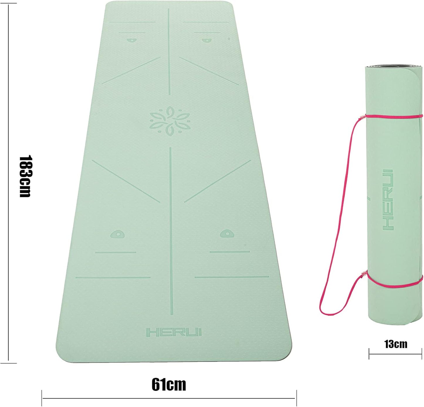 Premium Non-Slip Yoga Mat with Alignment Lines - 6mm Thick Exercise Mat