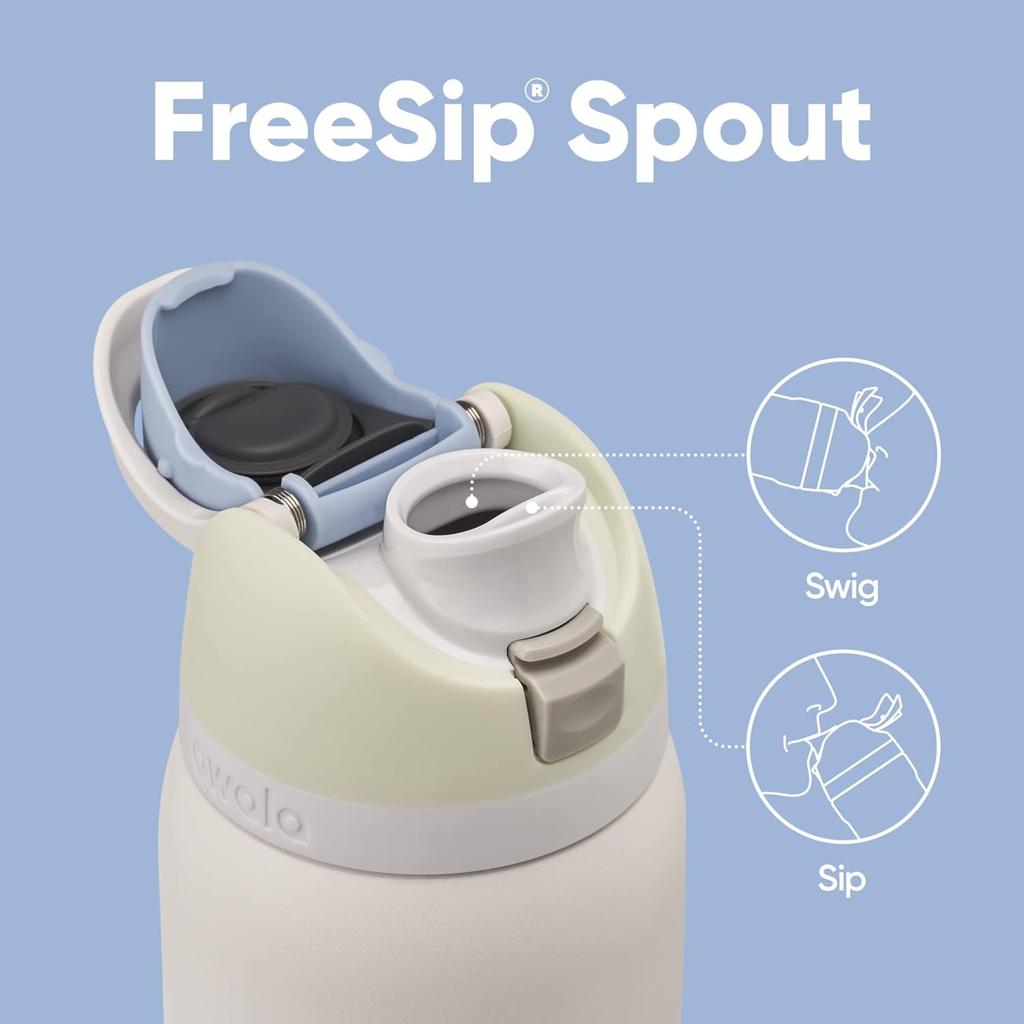 Insulated Stainless Steel Water Bottle - FreeSip Straw & Spout