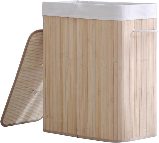 Bamboo Laundry Hamper | Rectangular Laundry Basket | Foldable Storage