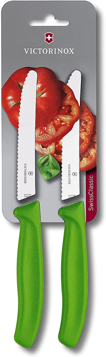 Victorinox Classic Wavy Edge Steak and Tomato Knife, Green