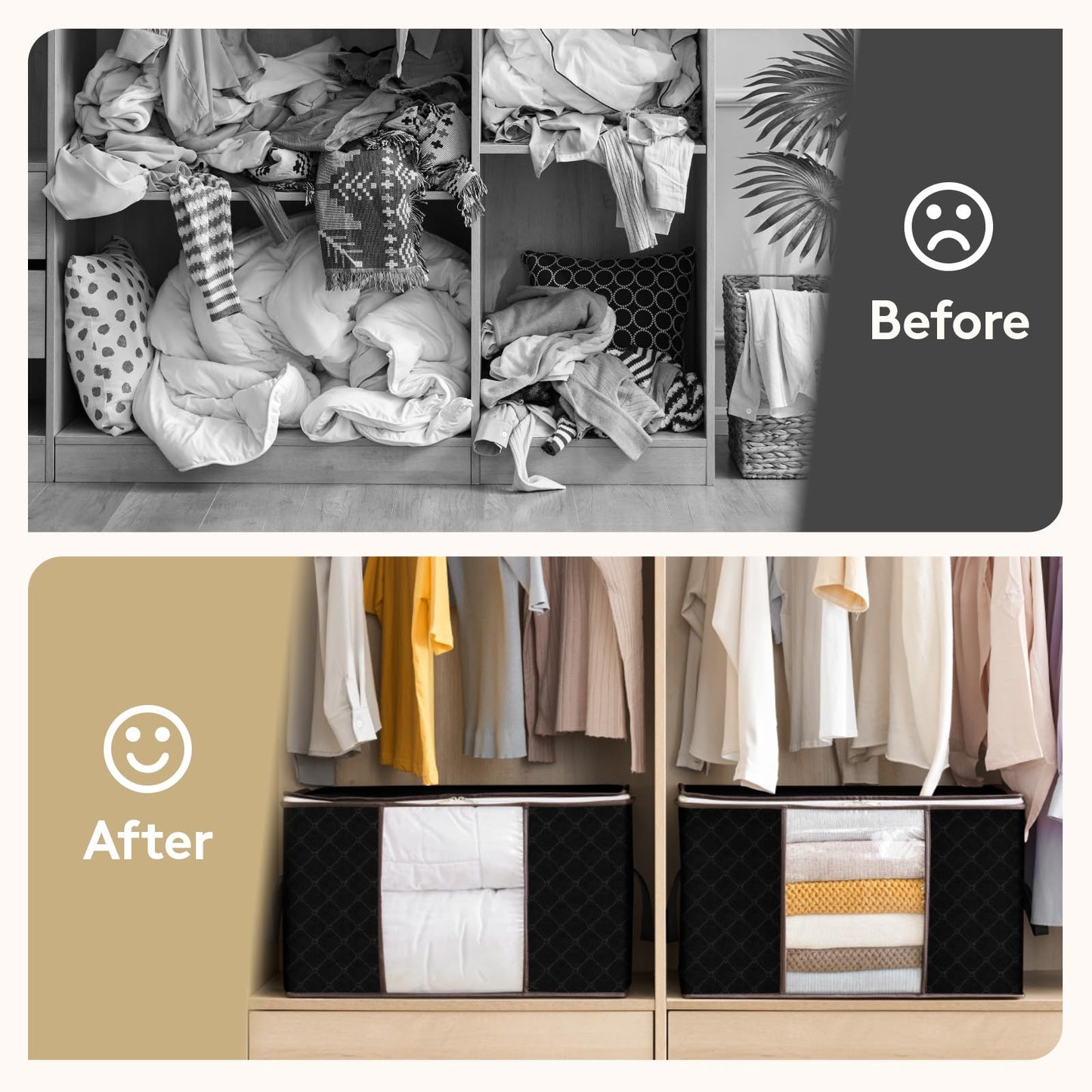 6-Pack Clothes Storage Bags | Reinforced Handles & Sturdy Zippers | Closet Organizer