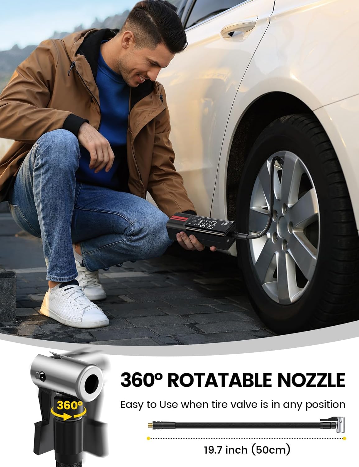Portable Tyre Inflator | Cordless Air Compressor for Car & Bike