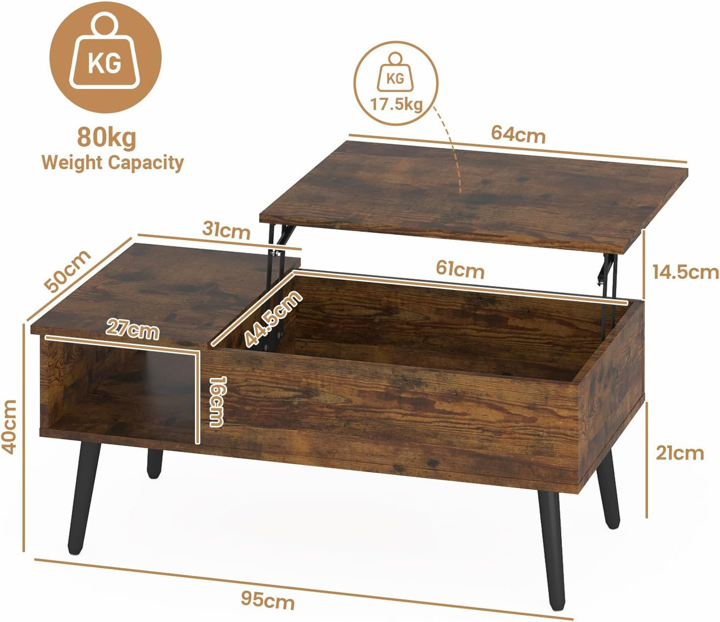 Lift Top Coffee Table | Functional Living Room Storage Desk