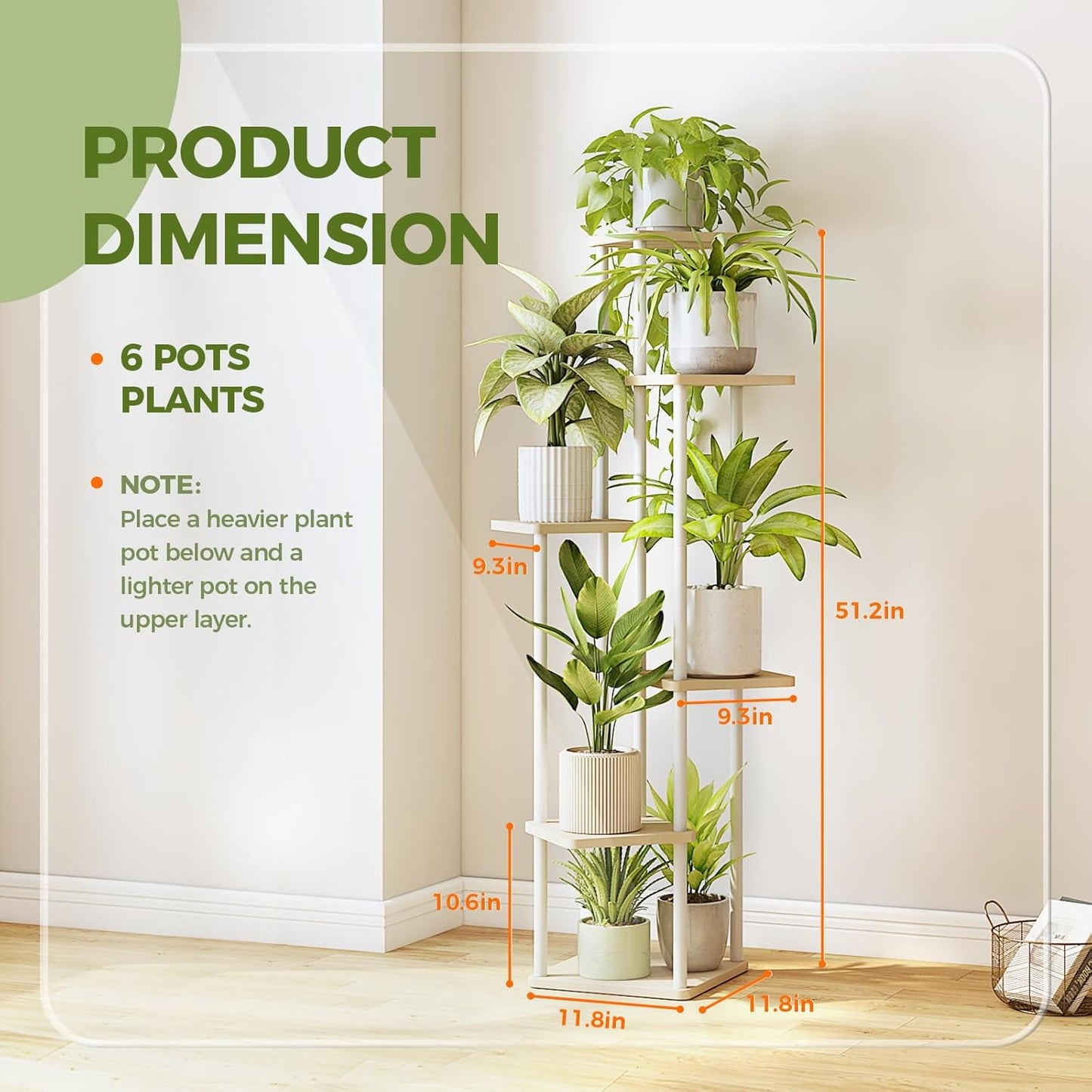 Tall Tiered Indoor Plant Stand | Corner Shelf