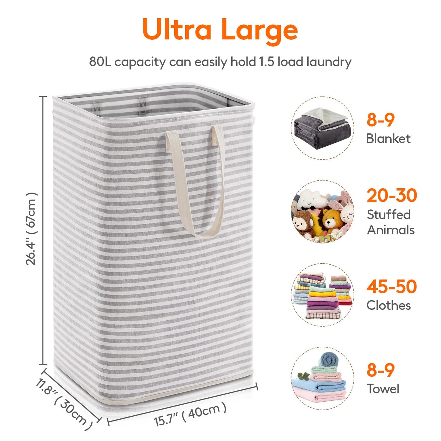 80L Waterproof Laundry Hamper 2 Pack - Collapsible & Portable - Lifewit