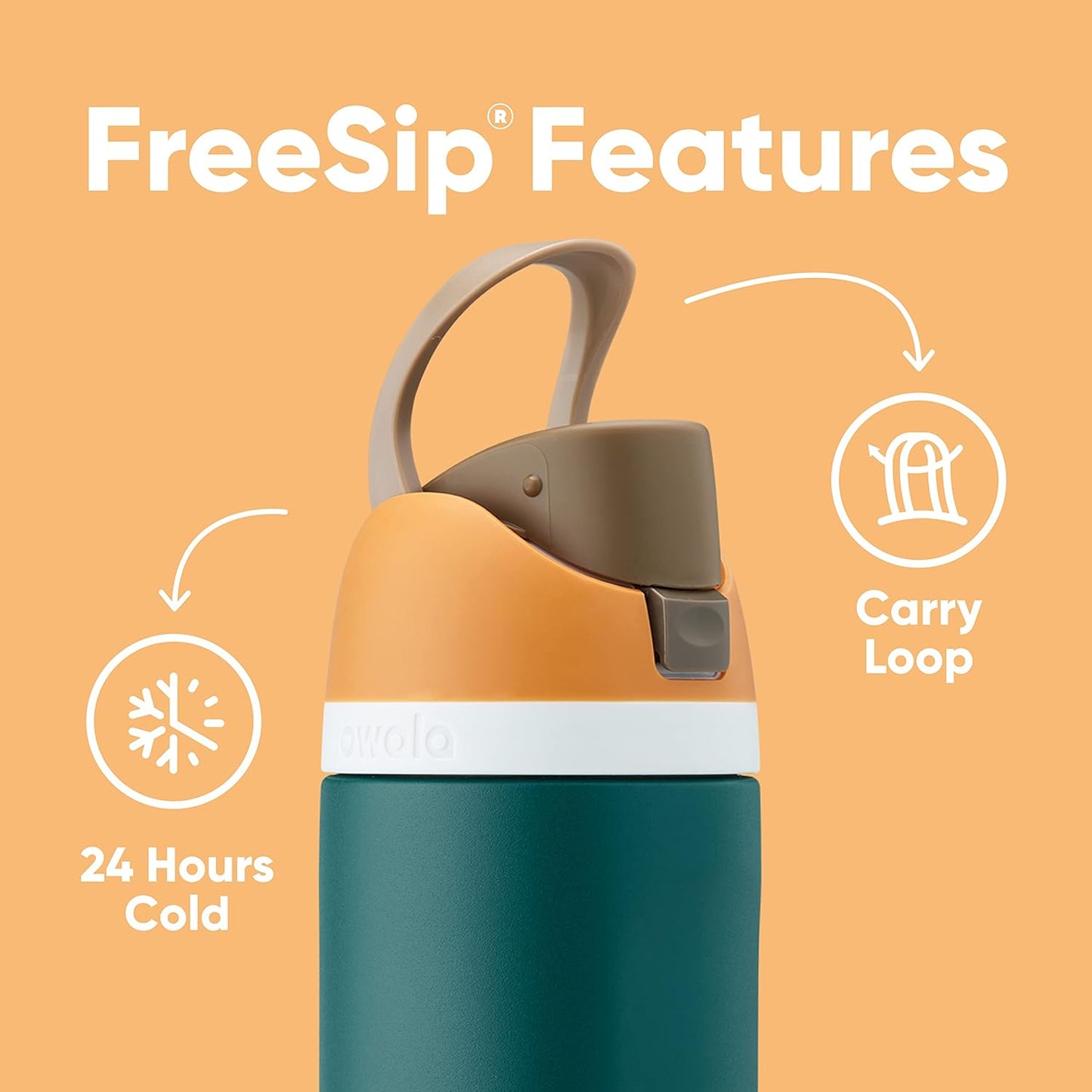 Insulated Stainless Steel Water Bottle - FreeSip Straw & Spout