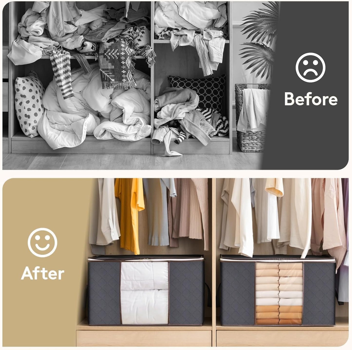 6-Pack Clothes Storage Bags | Reinforced Handles & Sturdy Zippers | Closet Organizer